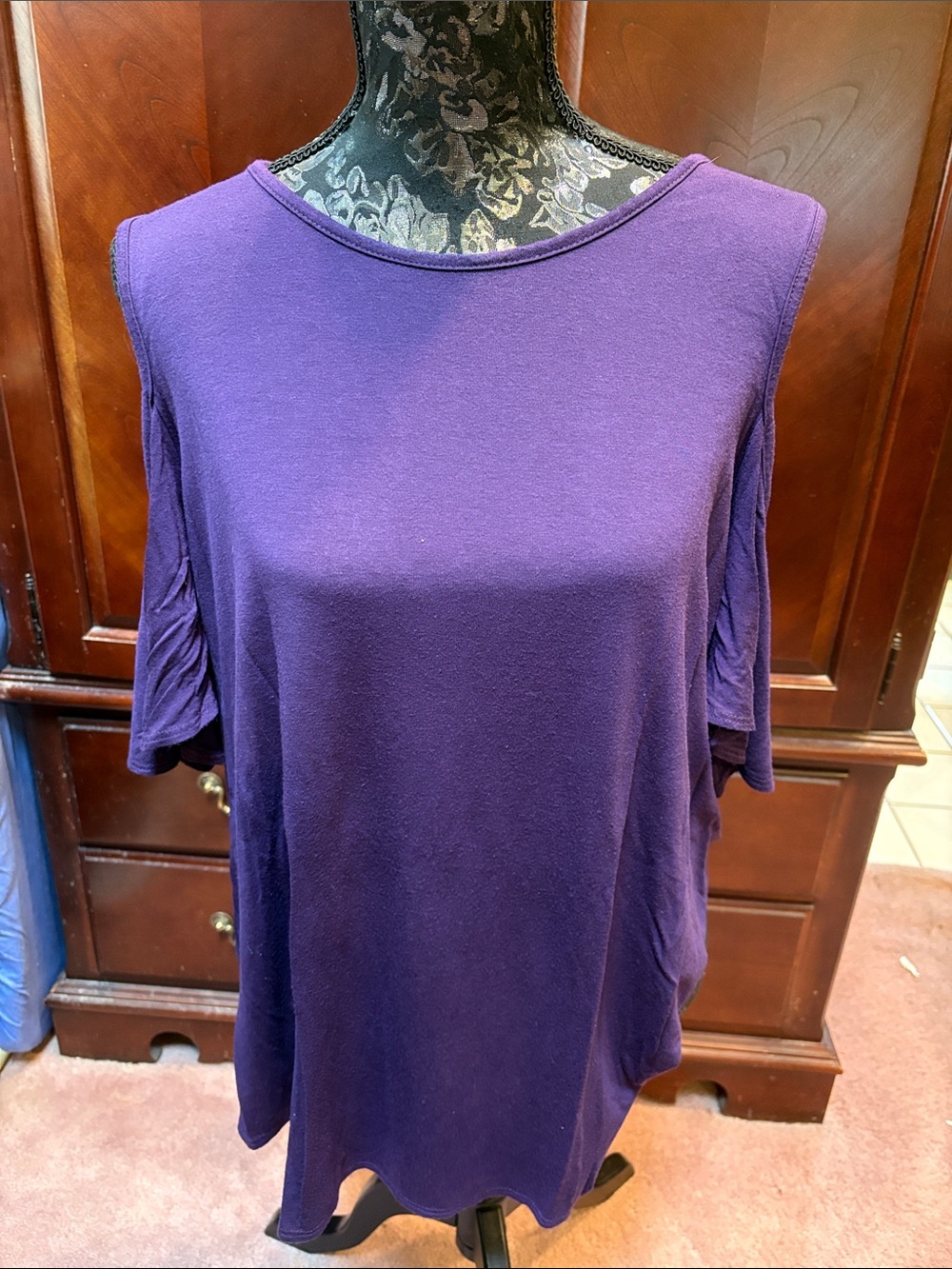 Purple Cool Melon Cold-Shoulder Women's Top